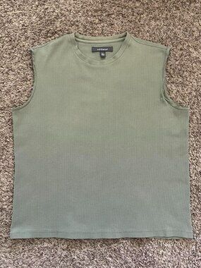 Croft & Barrow Sleeveless Ribbed Shirt Men’s Large Y2K Preppy Indie Summer